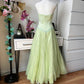 Green floral vintage ball gown long tulle formal fairy ball gown evening dress party dress nv4246