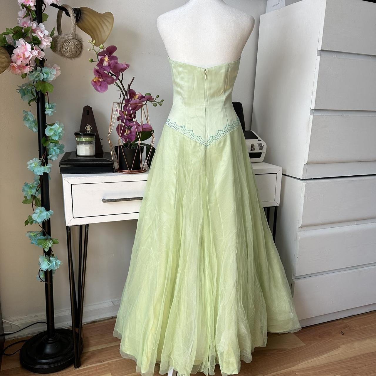 Green floral vintage ball gown long tulle formal fairy ball gown evening dress party dress nv4246