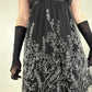 Robe de soirée vintage mi-longue en mousseline de soie, noire et blanche, exquise, perlée, robe de bal, robe de fête d'anniversaire, nv5405