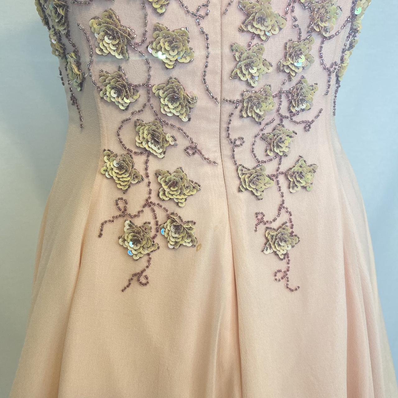 Light pink shiny sweet elegant delicate floral beaded sequin short chiffon ball gown evening dress party dress homecoming dress prom dress nv3828