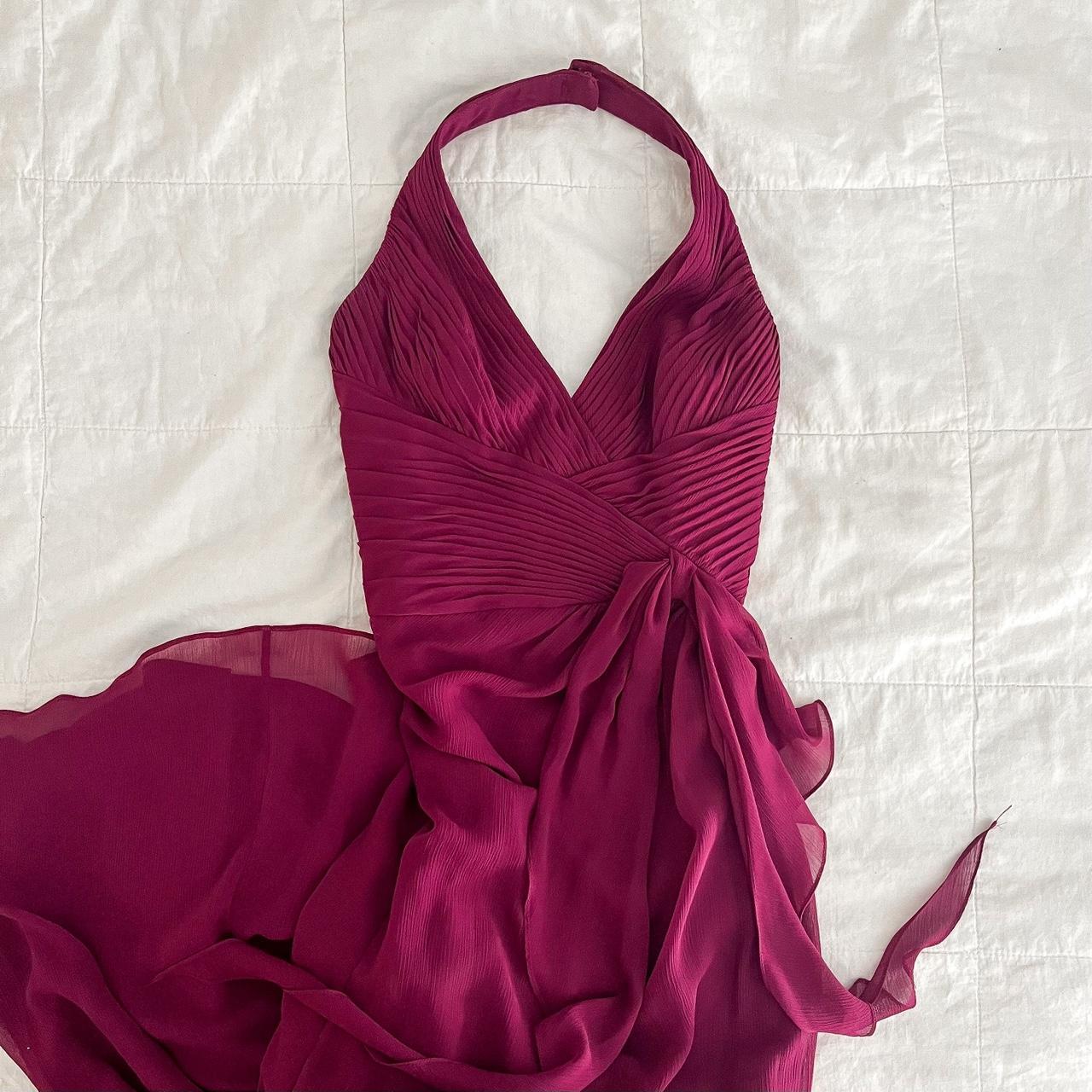 Plum Purple Fashion V Neck Elegant Pleated Long Chiffon Ball Gown Evening Dress Party Dress nv3662