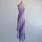 Robe sirène asymétrique sans manches à sequins dégradés violet-gris, dos nu, sans manches, longueur au sol NV6179