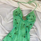 Blue Green Forest Moonlight Goddess Backless Mermaid Style Beading Elegant Long Chiffon Birthday Dress Prom Dress Party Dress Homecoming Dress nv4531