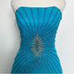 Blue gorgeous shiny exquisite beading elegant long stylish satin chiffon formal prom dress evening gown party dress nv3645