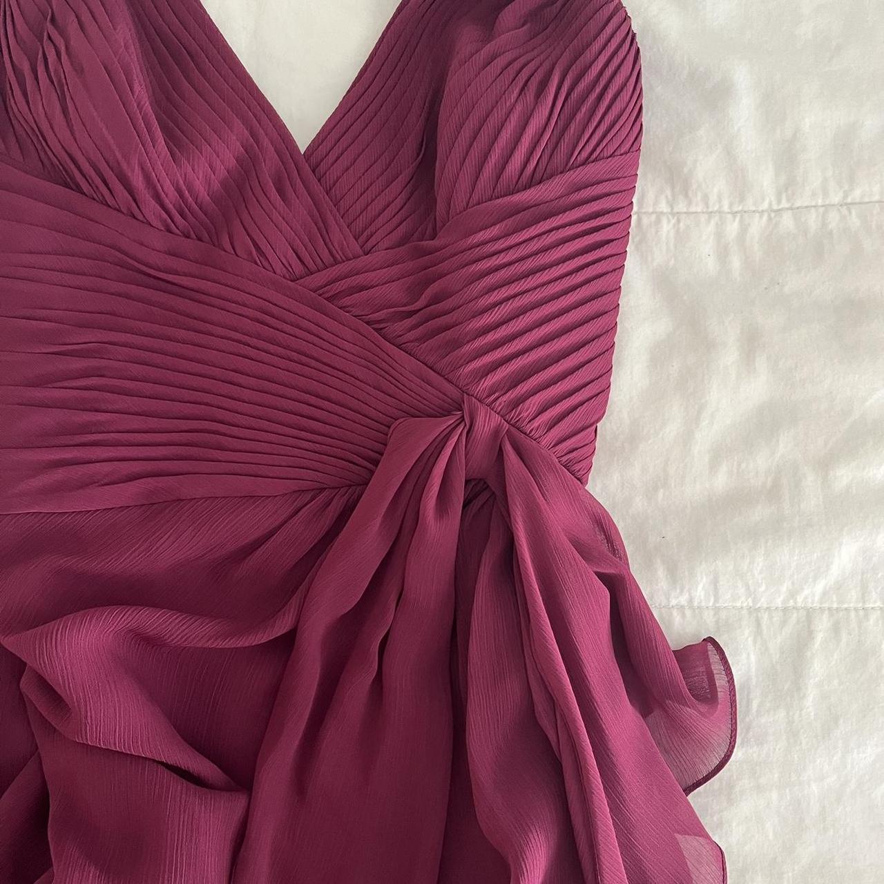 Plum Purple Fashion V Neck Elegant Pleated Long Chiffon Ball Gown Evening Dress Party Dress nv3662