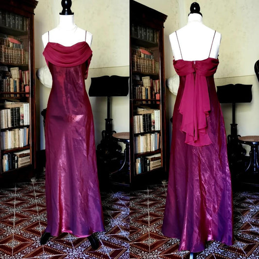 Fuchsia retro fashion elegant spaghetti strap long chiffon ball gown, evening dress, party dress nv3718