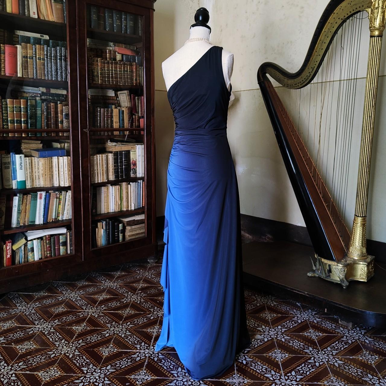 Blue retro fashion gradient elegant one shoulder long chiffon ball gown, evening dress, party dress nv3719