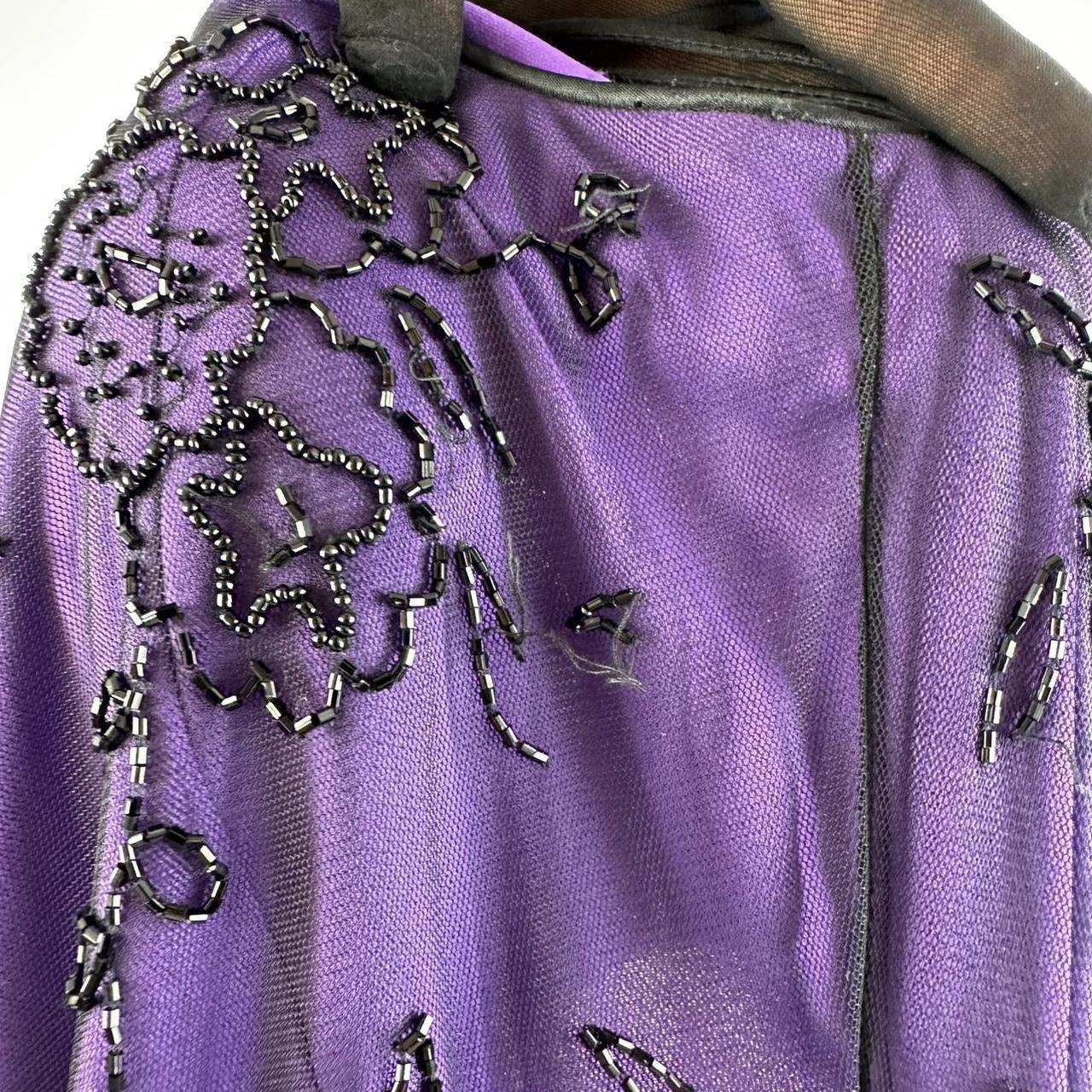 Vintage Purple Black Gothic Vampire Beaded Floral Long Formal Dress Prom Gown Chiffon nv5402