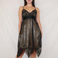 Brown Floral V-Neck Spaghetti Strap Short Chiffon Homecoming Dress Birthday Party Dress nv4976