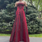 Robe gothique longue sans manches, bustier, en satin bordeaux orné de perles, NiceVestidos NV6178