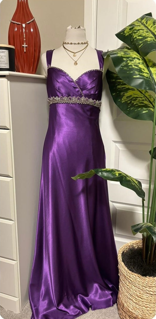 Purple vintage fashion exquisite beaded long satin floor-length ball gown, evening dress, party dress nv3704