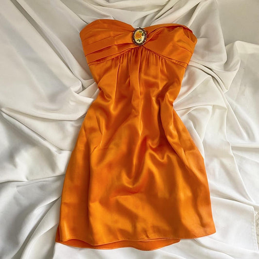Orange Vintage Rose Elegant short Birthday Dress Party Dress Homecoming Dress Cocktail Dress nv4533