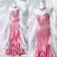 💘Pink exquisite beaded long ruffled satin fairy dress prom dress nv5414