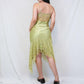 ✨💚Vintage Beaded Chartreuse Fairy Long Lace Mini Formal Homecoming Dress Birthday Party Dress nv4990