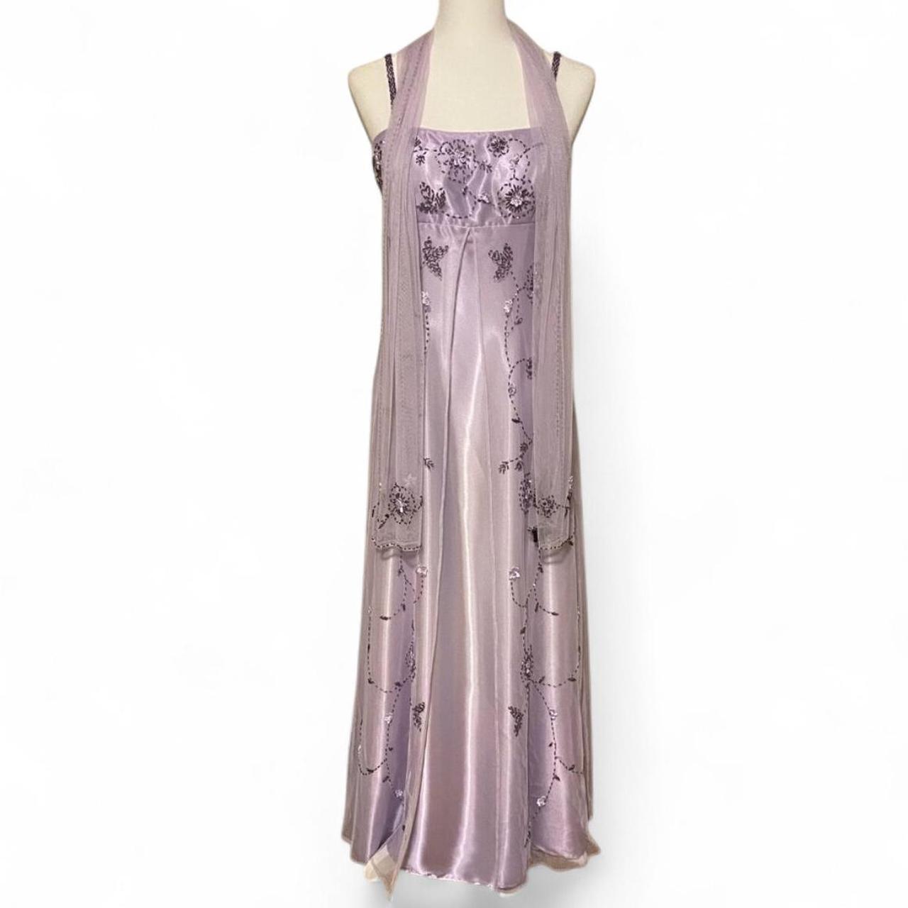 Robe de bal rétro en mousseline de soie, longue, violet lavande, exquise, bretelles spaghetti, perles, NV5411