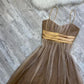 Brown y2k glittery gold floral sequin mini short chiffon homecoming dress prom dress evening dress birthday party dress banquet dress nv4564