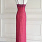 💗✨Teal/Hot pink vintage 90s y2k fairy boho beaded embroidery maxi mermaid suspender dress prom dress evening gown party dress nv4406