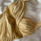 ✨Butter yellow fashion suspenders unique sparkling glitter sweetheart backless neckline beaded tassel long chiffon prom dress nv5378