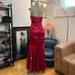 Red vintage fashion elegant long satin prom dress evening gown party dress nv3666