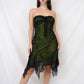 ✨💚Vintage Beaded Green Fairy Long Chiffon Mini Formal Homecoming Dress Birthday Party Dress nv4991