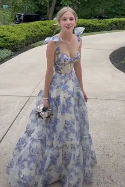 Beautiful floral chiffon elegant long prom dress evening gown party dress nv37