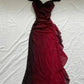 Burgundy Shiny Elegant Off Shoulder Ruffles Fashion Elegant Long Chiffon Prom Dress Evening Gown Party Dress nv4149