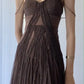 Vintage A Line Straps Floor Length Brown Prom Dresses nv1696