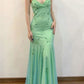 Green fashion exquisite floral beading spaghetti straps long elegant tulle ball gown evening dress party dress prom dress nv3752