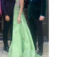 Pretty Sheath Strapless Green Floor Length Evening Dress Organza Prom Dresses With Embroidered nv5337