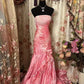 Pink Sexy Mermaid Off Shoulder Satin Long Evening Dress Party Dress Prom Dress nv4236