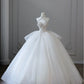 Elegant white exquisite beaded long tulle spaghetti strap prom dress wedding dress nv5318
