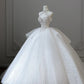 Elegant white exquisite beaded long tulle spaghetti strap prom dress wedding dress nv5318