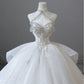 Elegant white exquisite beaded long tulle spaghetti strap prom dress wedding dress nv5318