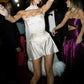 (Including scarf) Ivory off-the-shoulder fashionable short satin homecoming dress birthday party dress nv5278