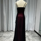 Burgundy Vintage Fashion Elegant Bodycon Spaghetti Strap Long Tulle Satin Formal Women's Ball Dress Evening Dress Party Dress Prom Dress nv3929