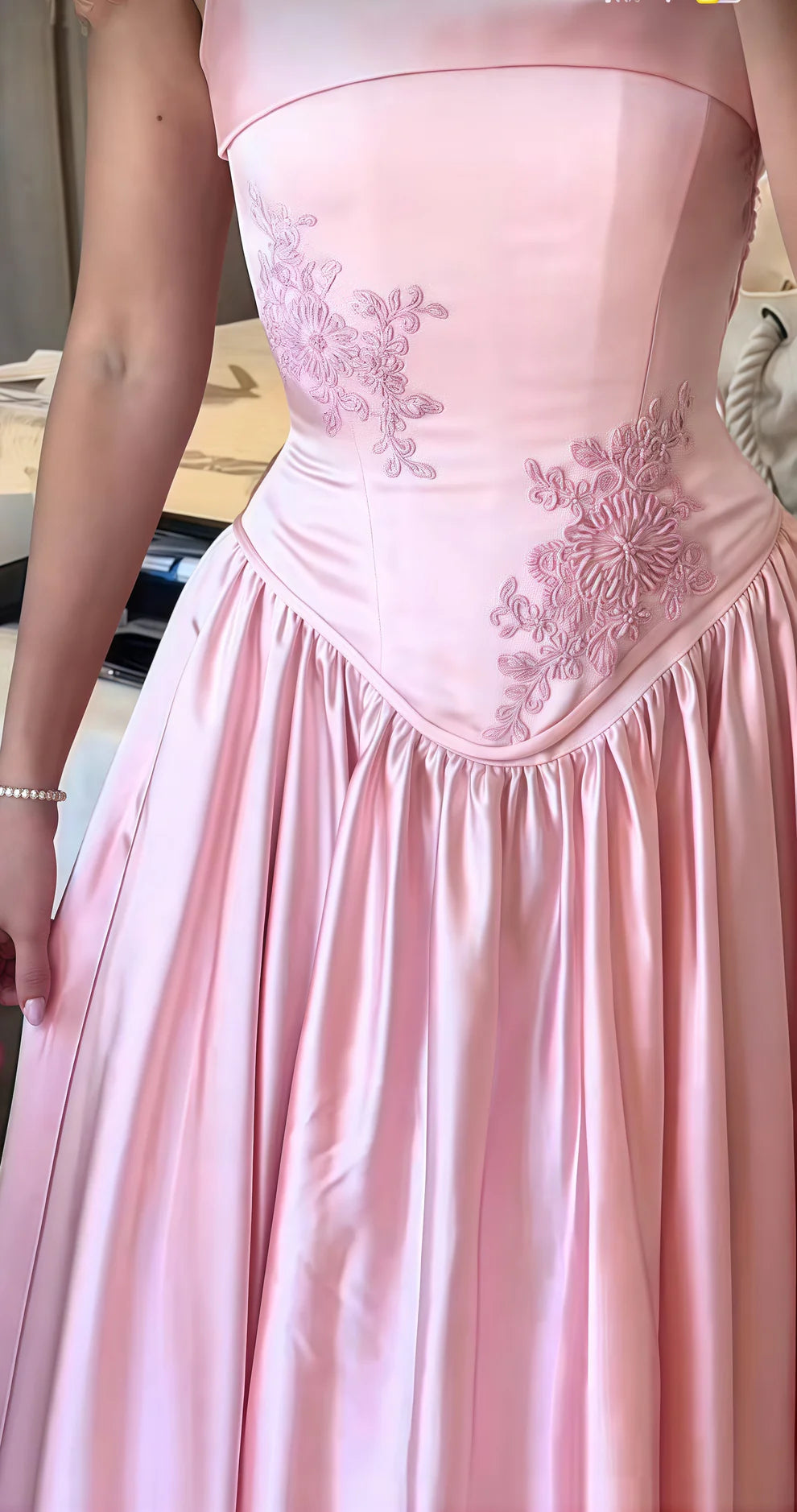 Pink Elegant Beautiful Charming Long Exquisite Appliquéd Long Satin Wedding Party Dress Prom Dress Evening Dress Party Dress Prom Dress nv3999