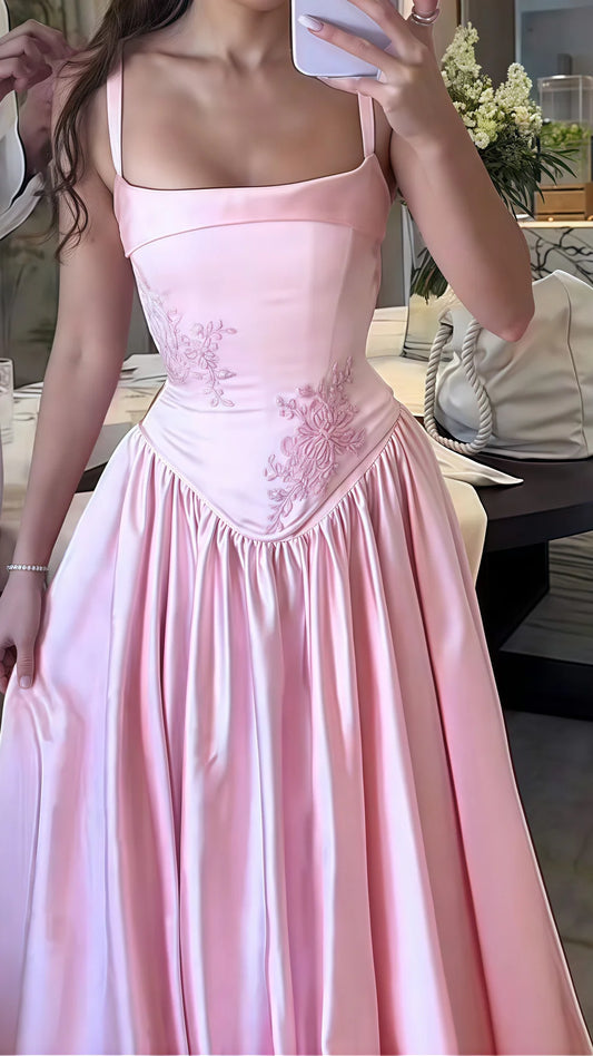 Pink Elegant Beautiful Charming Long Exquisite Appliquéd Long Satin Wedding Party Dress Prom Dress Evening Dress Party Dress Prom Dress nv3999