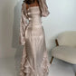 Champagne Fashion Elegant Ruffled Ruffle Long Tulle Ball Gown Evening Dress Party Dress nv3433