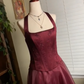 Burgundy red vintage elegant shiny beaded long tulle ball gown evening dress party dress nv2608