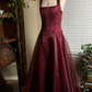 Burgundy red vintage elegant shiny beaded long tulle ball gown evening dress party dress nv2608