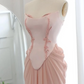 Strapless A-line Pink Ball Gown Mermaid Evening Prom Dress  nv1743