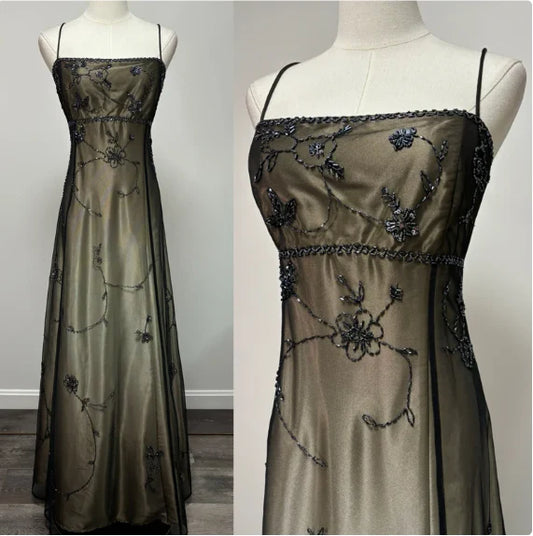 Gorgeous Vintage Ombre Beaded Long Tulle Satin Ball Gown Evening Dress Party Dress nv3976