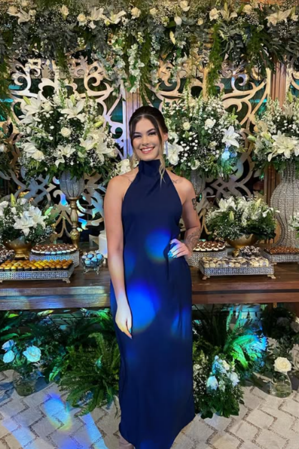 Navy Blue Simple Elegant Halter Neck Off Shoulder Slim Fashion Long Satin Ball Gown Evening Dress Party Dress nv2562