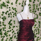 Burgundy Retro Fashion Elegant Spaghetti Strap Long Satin Formal Prom Dress Party Dress Evening Gown nv3632