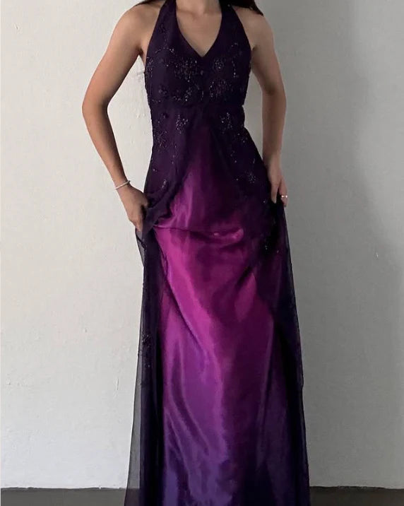 Purple Elegant Fashion Exquisite Strap Long Tulle Ball Gown Evening Dress Party Dress Prom Dress nv3977