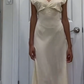 Ivory Fashion Elegant V-neck Long Slim Fit Satin Party Ball Gown Evening Dress Prom Dress Wedding Dress nv3934