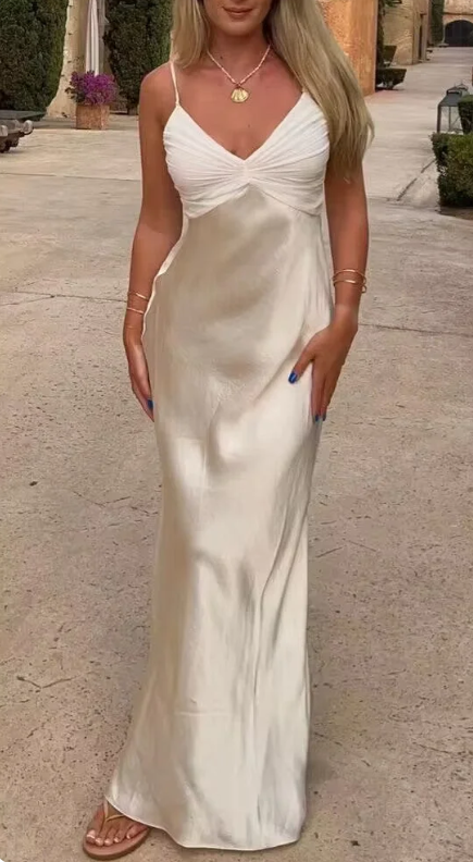 Champagne Shiny Elegant Long Fashion Satin Spaghetti Strap Birthday Party Dress Mermaid Ball Gown Evening Dress Prom Dress nv3950