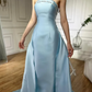 Blue gorgeous rhinestone embellished satin long ball gown evening dress nv2711