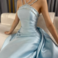 Blue gorgeous rhinestone embellished satin long ball gown evening dress nv2711