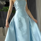 Blue gorgeous rhinestone embellished satin long ball gown evening dress nv2711